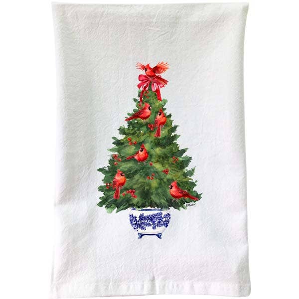 B McVan Designs - Wholesale Tea Towel - Christmas - Cardinals Tree Flour Sac Towel0