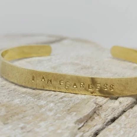 I Am Fearless Gold Cuff for wholesale by benny and the moo