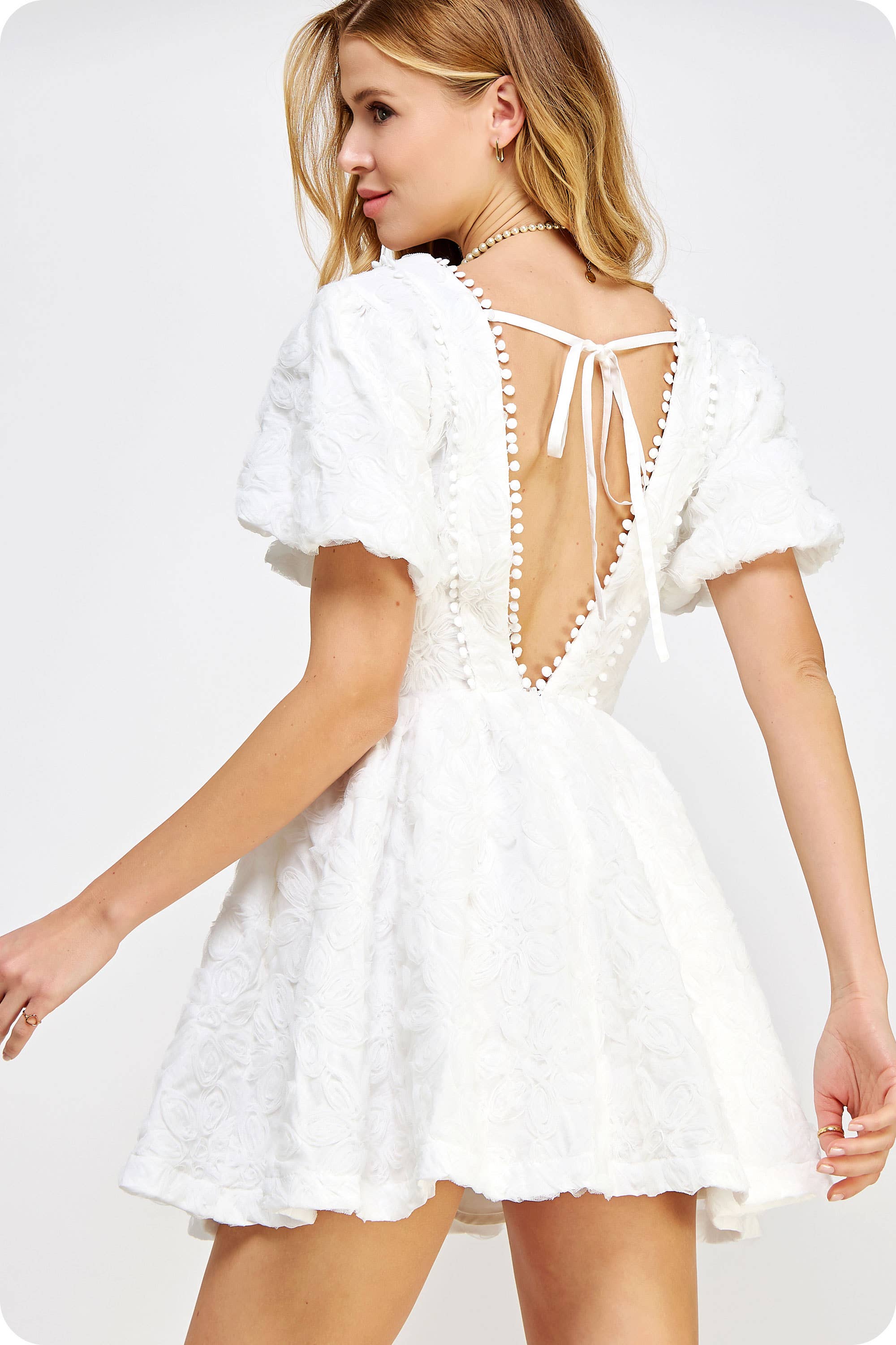 Strut & Bolt - Wholesale Dress - Women's - Floral Textured Tulle Mini Dress18