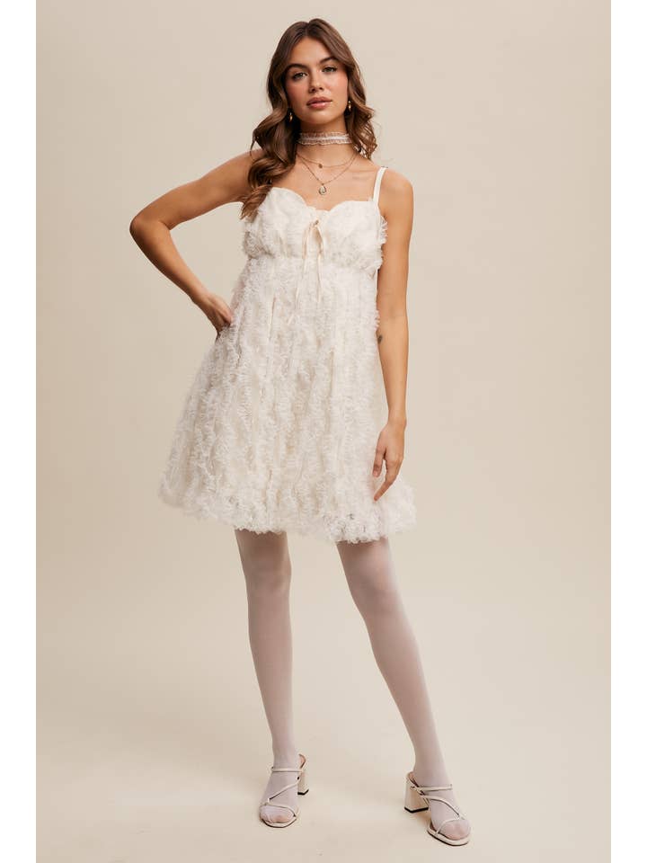 Listicle - Wholesale Dress - Women's - Fluffy Mesh Lace Layered Mini Dress10