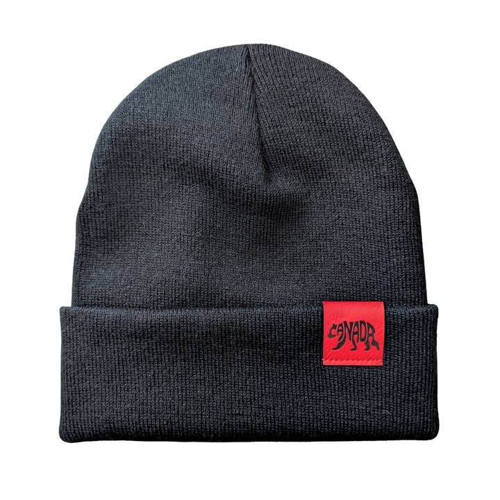 In Kanada hergestellte Mütze mit Umschlag / Beanie mit Kanada-Bären-Tag für den Großhandel von Rosefire