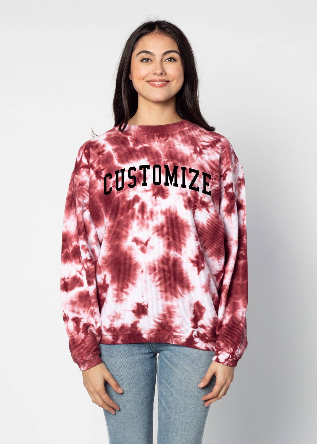 chicka-d – Großhandel Sweatshirt mit Grafikdruck – Damen – Die originale Custom Graphic Corded Crew, Collegiate Arc34