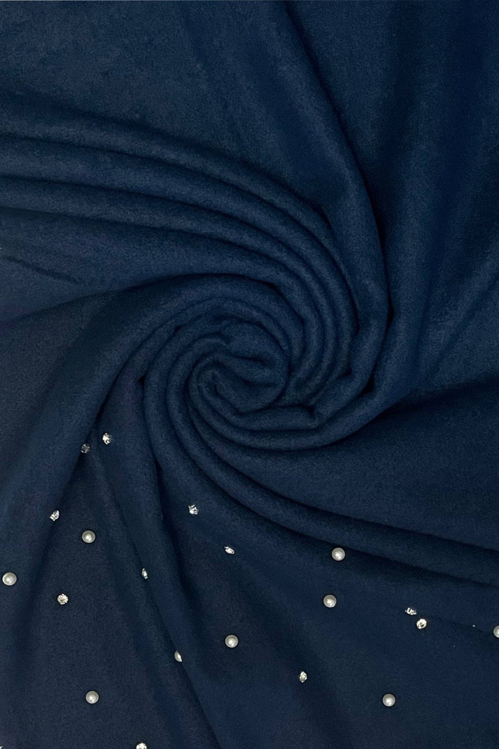 Fashion Scarf World - Wholesale Scarf - Women's - Pearl and Diamante Plain Wool Frayed Scarf9