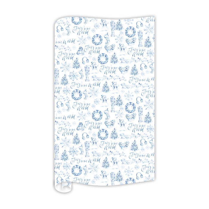 Handbeschilderd Blue Joy to the World Toile-inpakpapier voor wholesale door RosanneBeck Collections