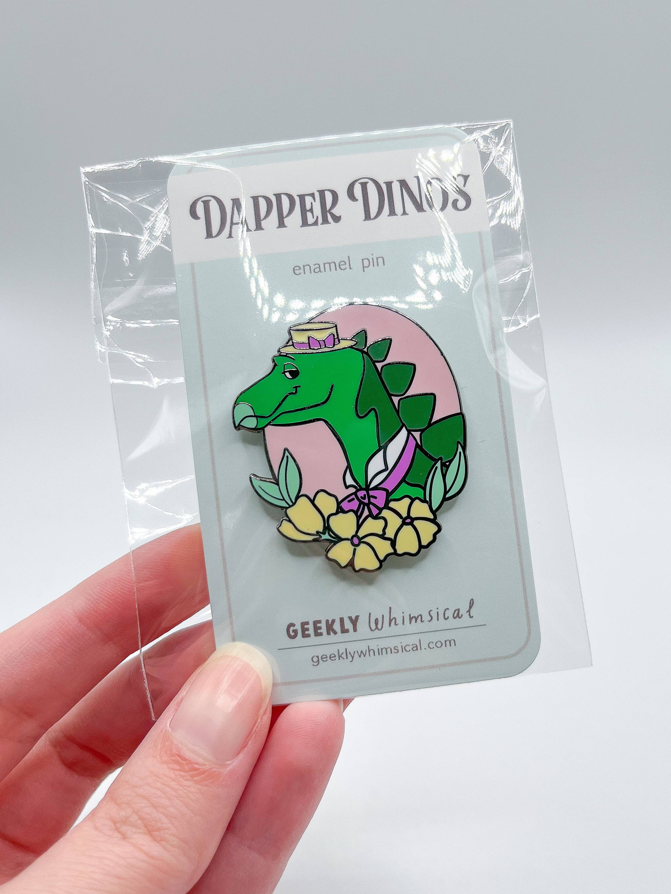 Geekly Whimsical - Wholesale Lapel Pin/Button - Dapper Dinos - Virgil Stegosaurus Enamel Pin3