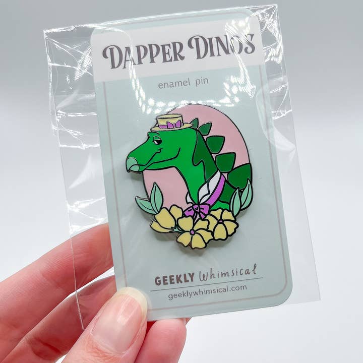 Geekly Whimsical - Wholesale Lapel Pin/Button - Dapper Dinos - Virgil Stegosaurus Enamel Pin3