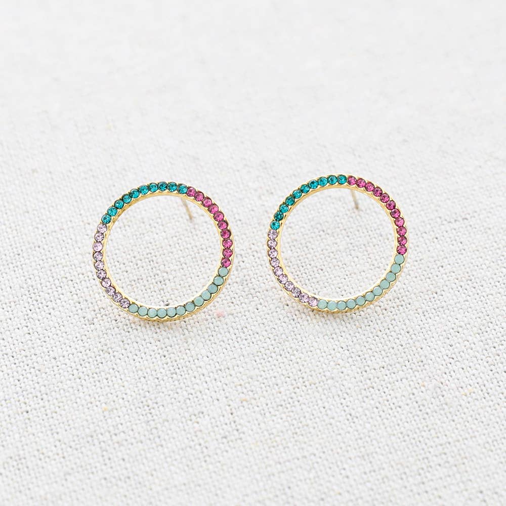 Sonata - Wholesale Stud/Post Earrings - Crystal Steel Hoop Earrings1