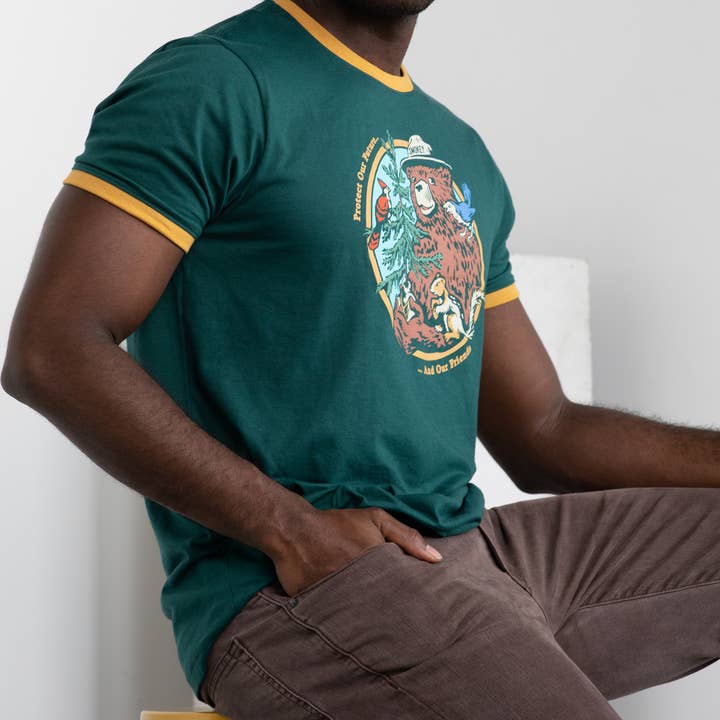 The Landmark Project - Wholesale Screen Printed T-Shirt - Unisex - Smokey's Friends Ringer Tee