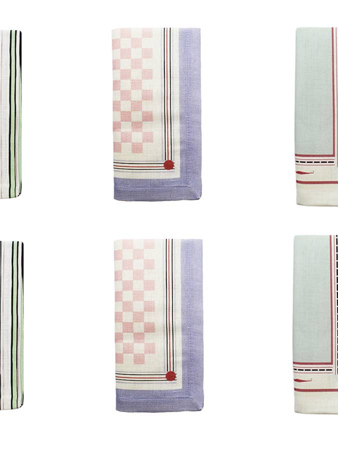 Ensemble mixte de 6 serviettes en lin Beasties, Papillons et Bumble pour la vente par Bell Hutley