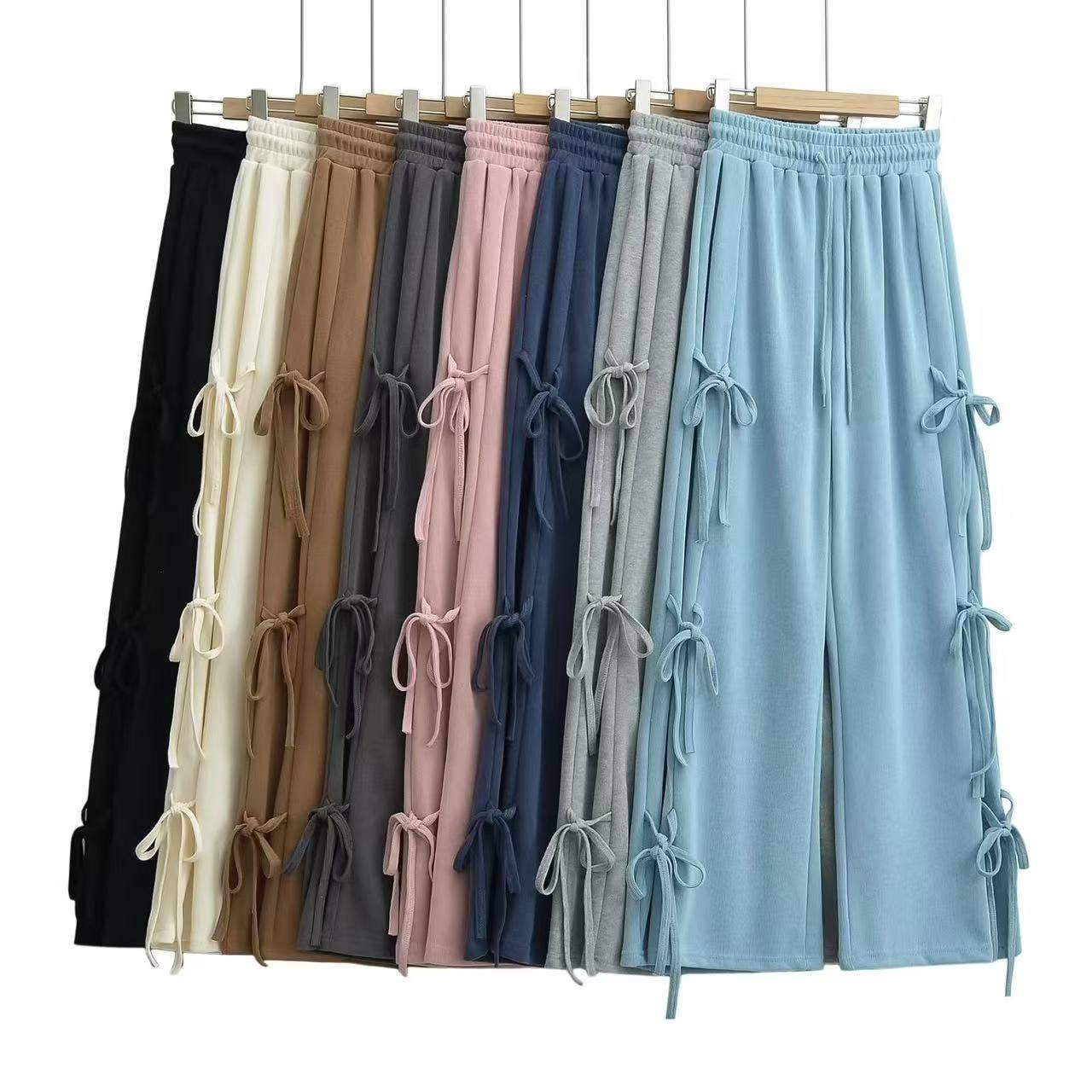 Miss Sparkling - Wholesale Lounge Sweatpants/Joggers - Women's - Side tie ribbon bows sweat pants9