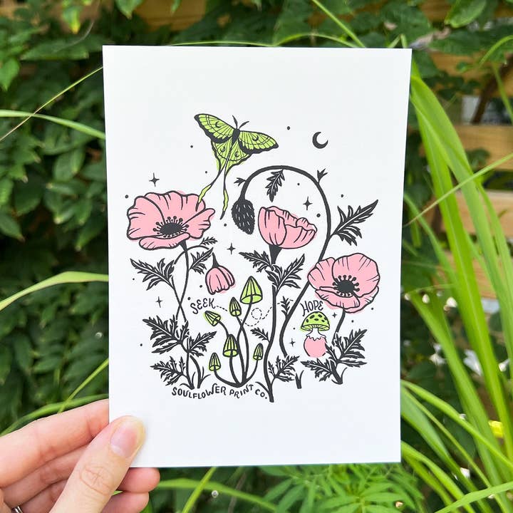 Postcard | August Birth Flower | Poppies | Seek Hope for wholesale by Cornflower Print Co.