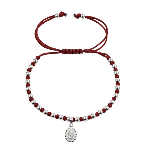 Zilveren Guadalupe Medaille Zegen Armband – Rode Koord 7,5" voor wholesale door Guadalupe Gifts
