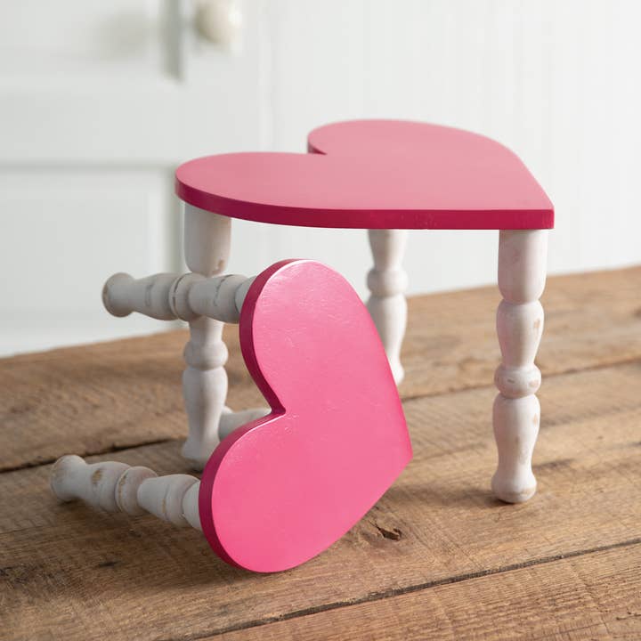CTW Home Collection - Wholesale Stool - Set of Two Tabletop Heart Stools - Pink