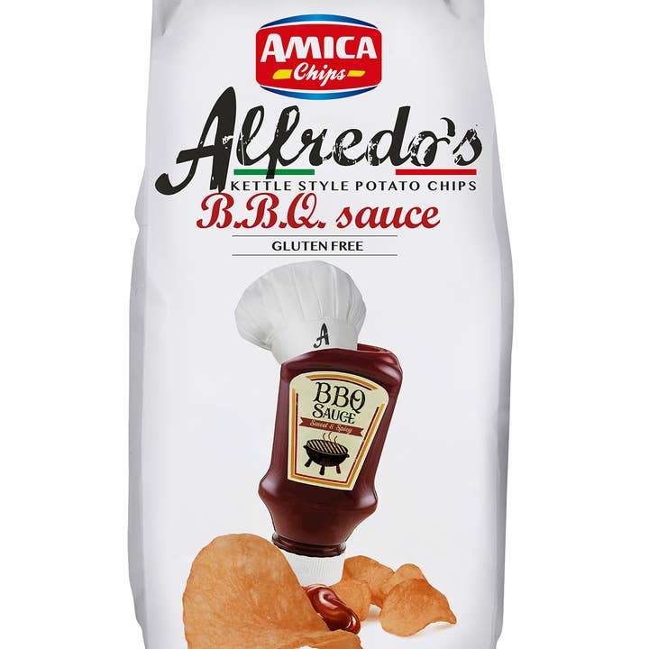 AMICA CHIPS Alfredo’s BBQ Potato Chips GF 100g for wholesale by Alto Imports Company