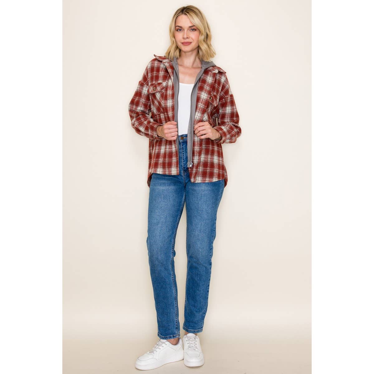 STACCATO - Wholesale Jacket - Women's - TWOFER FRENCH TERRY PLAID JACKET11