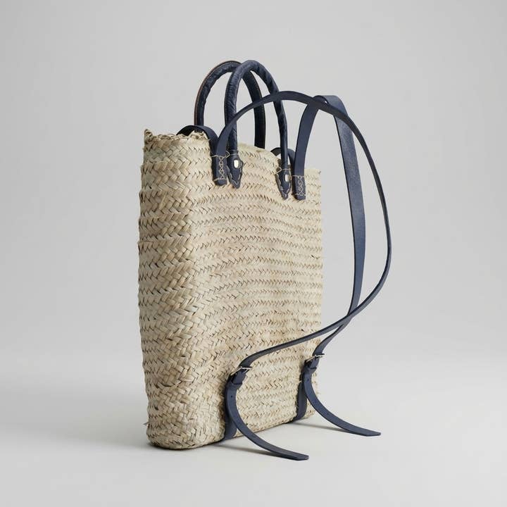 Melecraft - Vente Sac à dos – femme - Sac à dos en paille - Sac à dos en feuilles de palmier tressées avec bretelles en cuir3