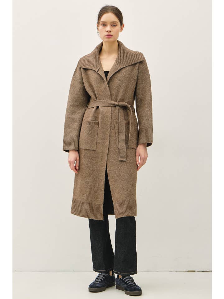 Be Cool - Wholesale Coat - Women's - WOOL COATIGAN WITH LARGE RIBBED COLLAR 6