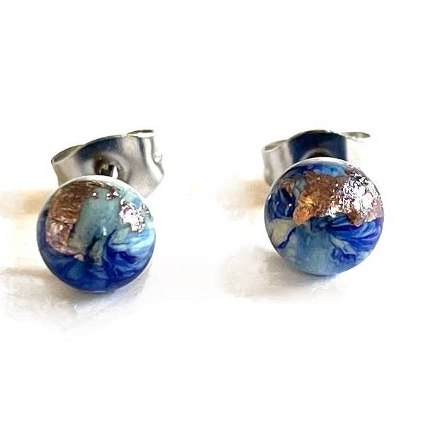 Helen Chalmers - Wholesale Stud/Post Earrings - Delft and Palladium Mini Stud Earrings0