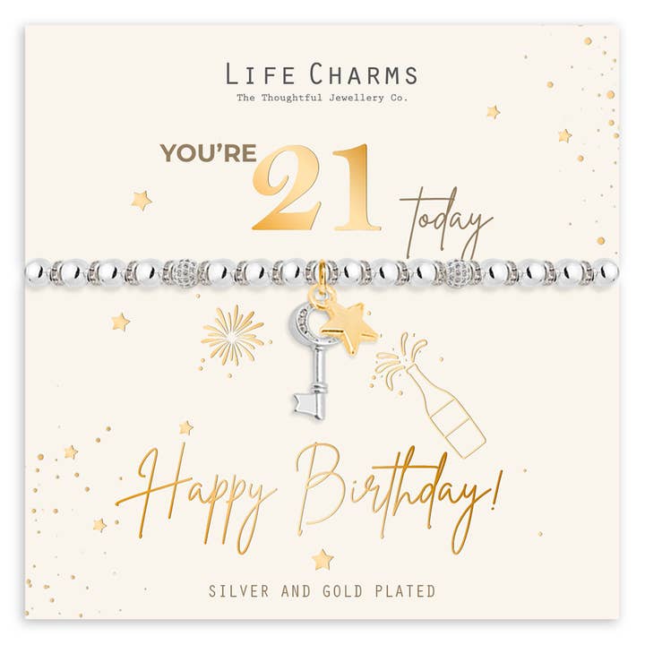 Happy 21st Birthday Charm Bracelet for wholesale by Life Charms