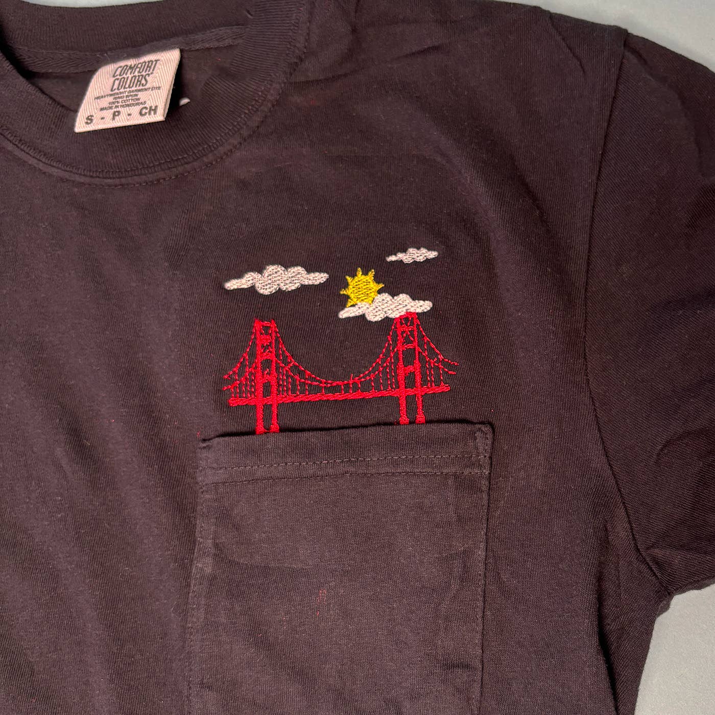 Animal Instincts - Wholesale T-Shirt - Unisex - San Francisco Bridge Embroidered Unisex Pocket Tee 6