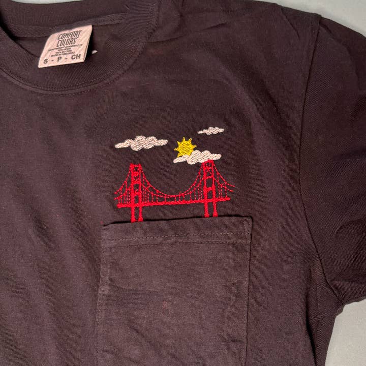 Animal Instincts - Wholesale T-Shirt - Unisex - San Francisco Bridge Embroidered Unisex Pocket Tee 6