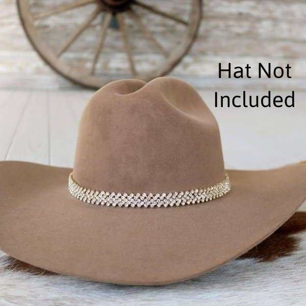 Willow Lane Hat Co. - Vente Accessoire pour chapeau – femme - Bandeau de chapeau en strass doré - Le Loretta2