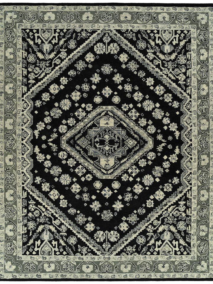 Charlotte Collection Black 5'x7'3" Rectangle Area Rug for wholesale by contempo fashion