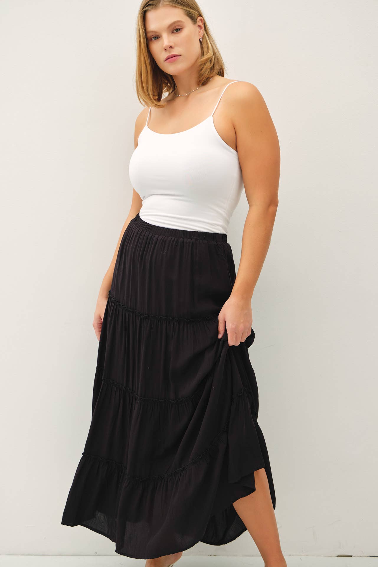 Be Cool - Wholesale Skirt - Women's - PLUS SIZE 4-TIERED MAXI SKIRT1