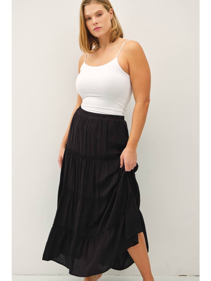 Be Cool - Wholesale Skirt - Women's - PLUS SIZE 4-TIERED MAXI SKIRT1