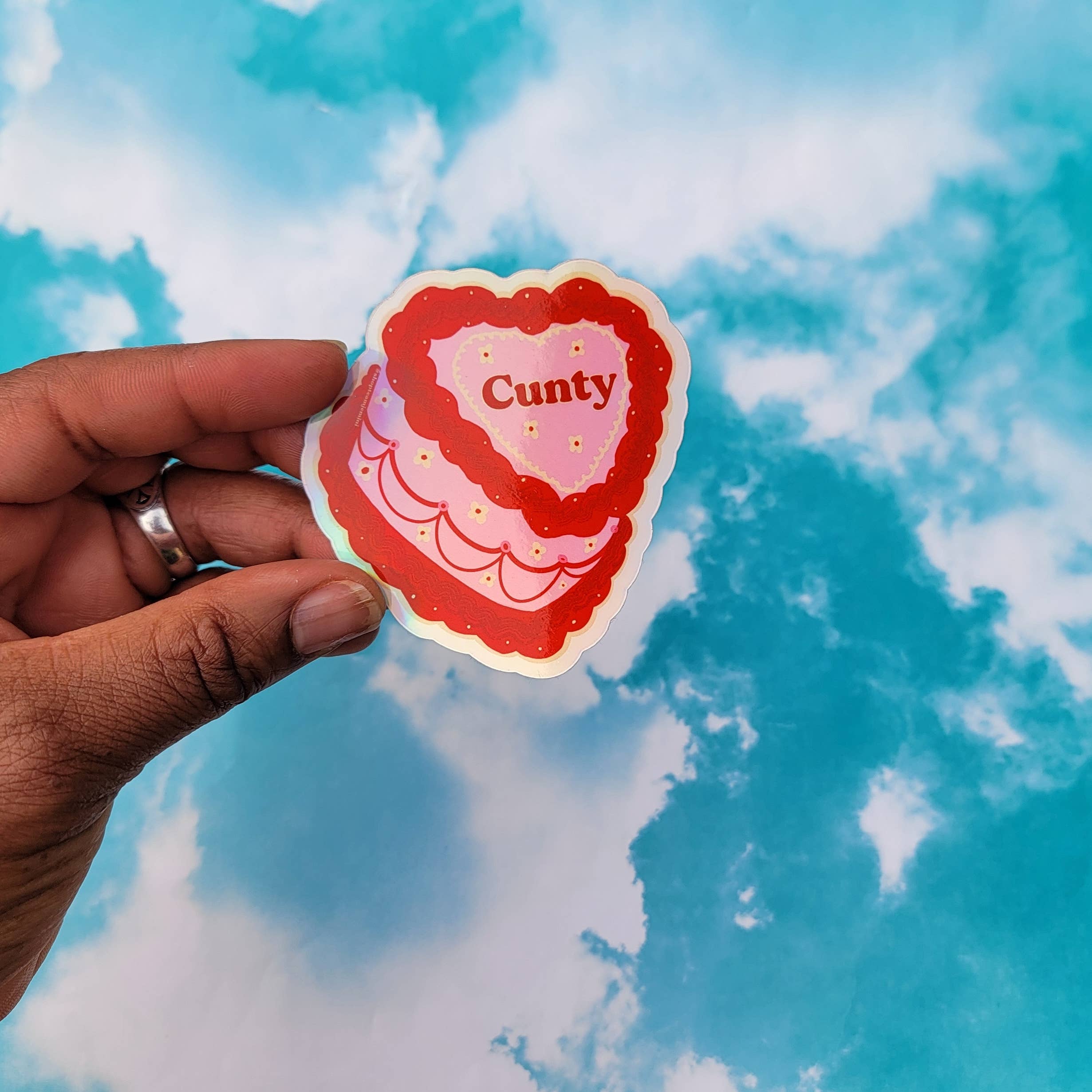 TEAM JEMINI DESIGNS - Wholesale Sticker - C*NTY VINTAGE CAKE STICKER