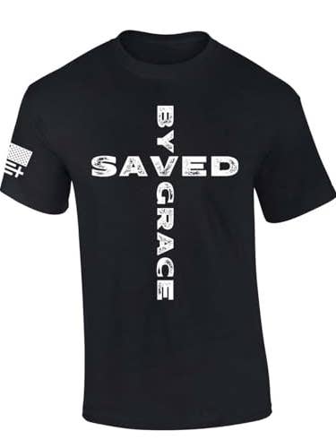 Tshirt Saved By Grace Cross Jesus SS T-shirt for wholesale by Trenz Shirt Company