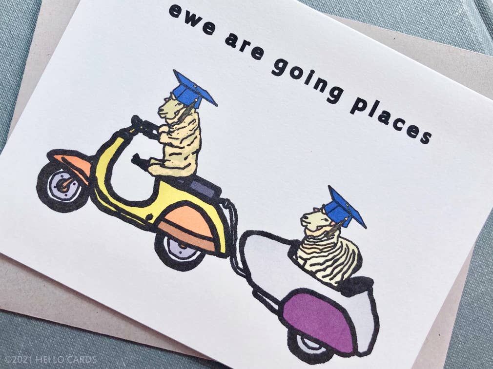 HEI LO CARDS - Wholesale Graduation Card - "Ewe Are Going Places" Sheep Graduation Card1