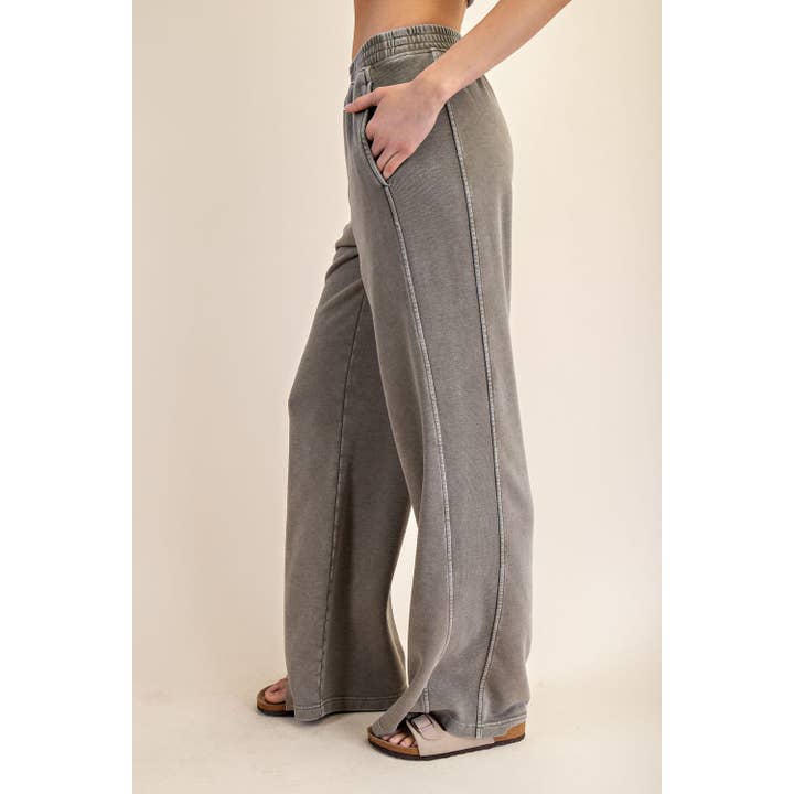 Rae Mode - Wholesale Pants - Women's - MINERAL WASHED RIBBED SIDE WIDE PANT4
