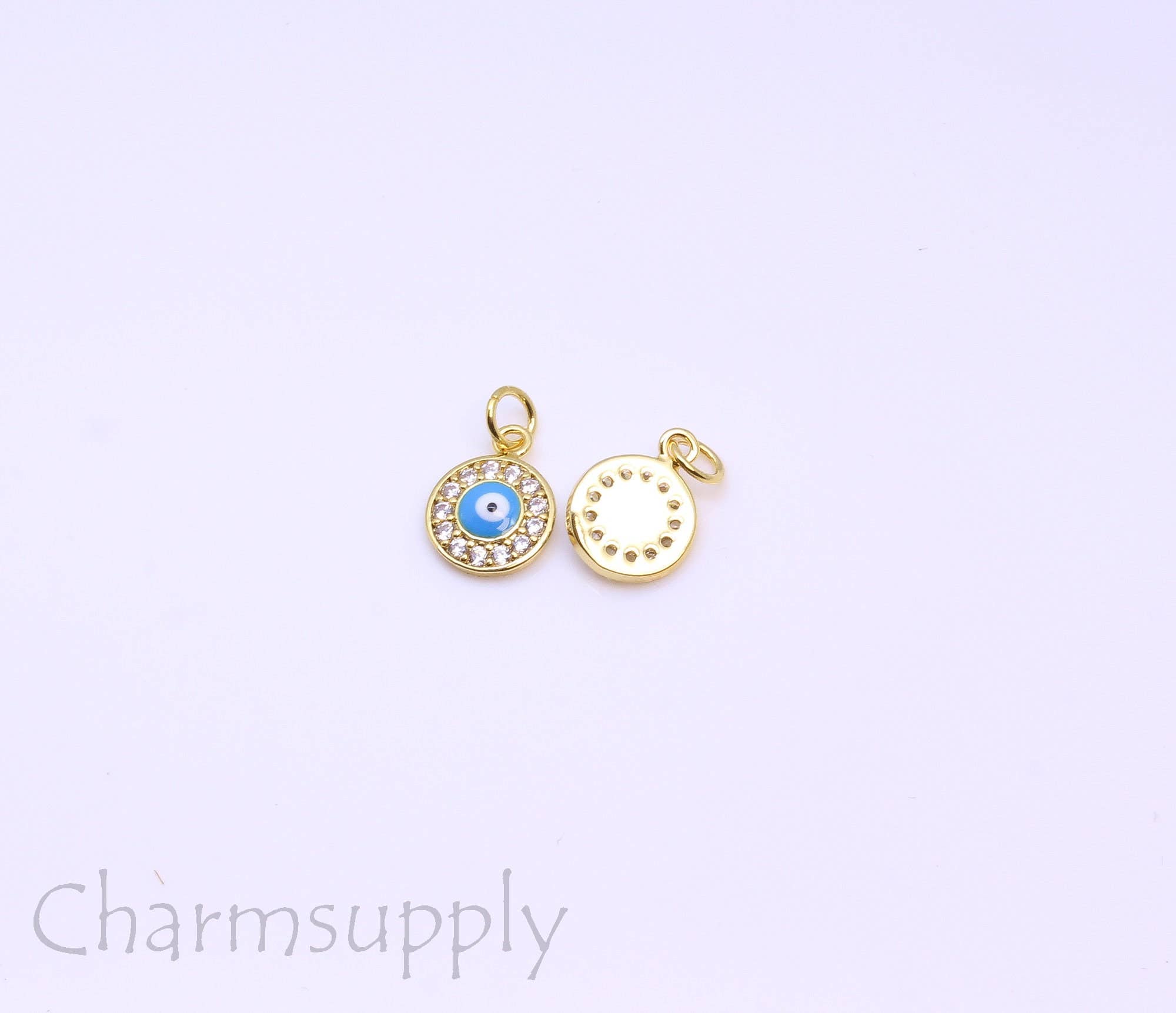Jewel Pledge - Wholesale Individual Charm/Pendant - Gold/Silver Turquoise Enamel Evil Eye Charm CPS106,CPG1064