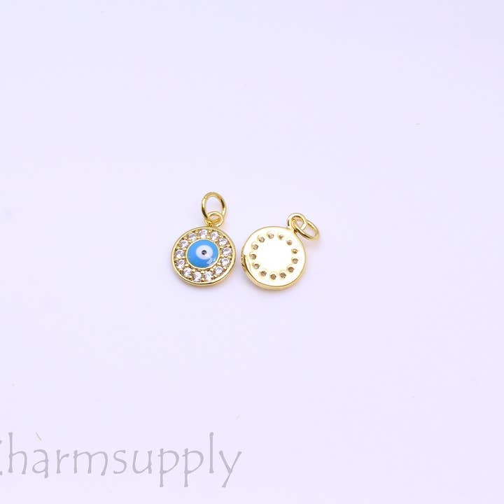 Jewel Pledge - Wholesale Individuele bedel/hanger - Goud/Zilver Turquoise Emaille Boze Oog Bedel CPS106,CPG1064