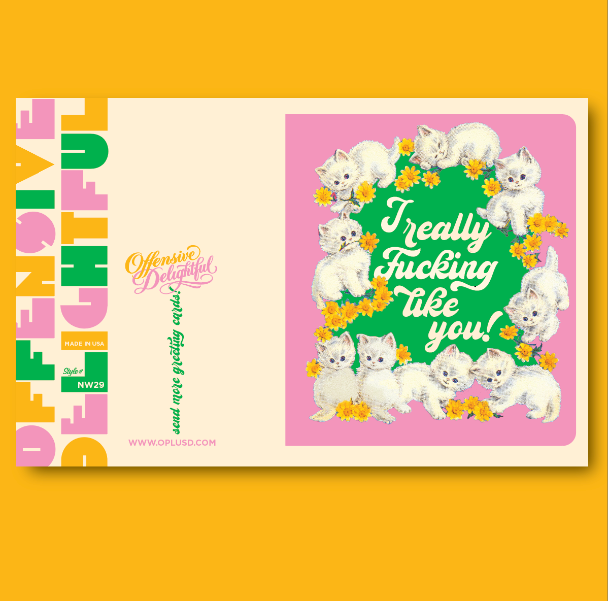 offensivedelightful - Vente Cartes de déclaration d'amour - J'AIME VRAIMENT LES CHATONS ! ROSE1