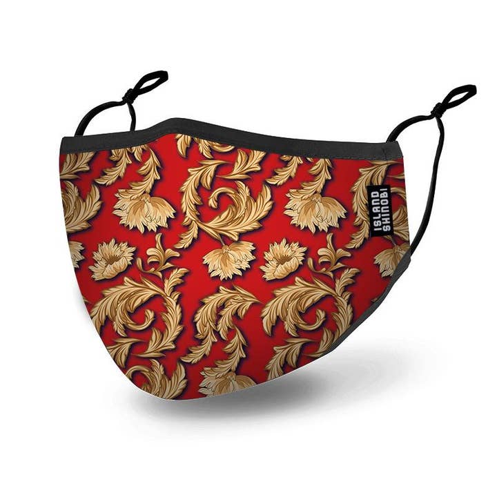 Red Ornament Face Mask for wholesale by Island Shinobi