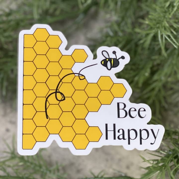 Bee Happy Vinylaufkleber 5er Pack für den Großhandel von Beautiful Mind Design