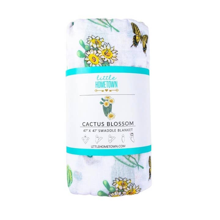 Cactus Blossom Baby Muslin Swaddle Blanket for wholesale by Little Hometown