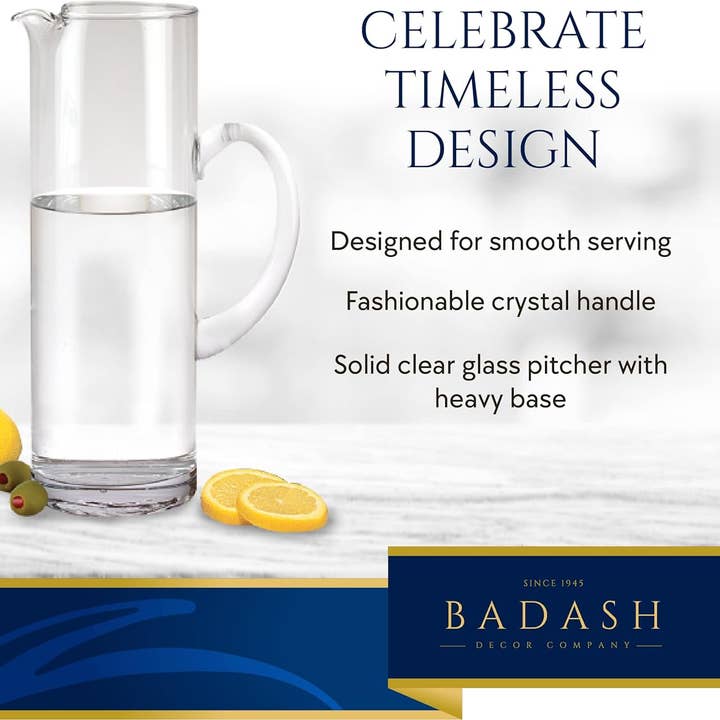 Celebrate Mouth Blown Glass 11" Martini or Water Pitcher for wholesale by Badash