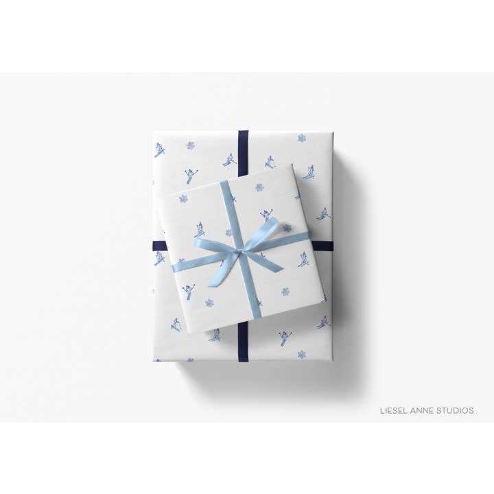 Liesel Anne Studios – Großhandel Geschenkpapier in Bögen – Après Ski Geschenkpapier, Weiß/Blau, Einzelblätter 2