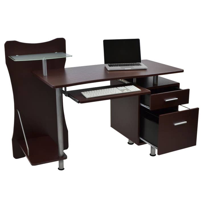 Chocolate Stylish Computer Desk with Storage for wholesale on Faire7