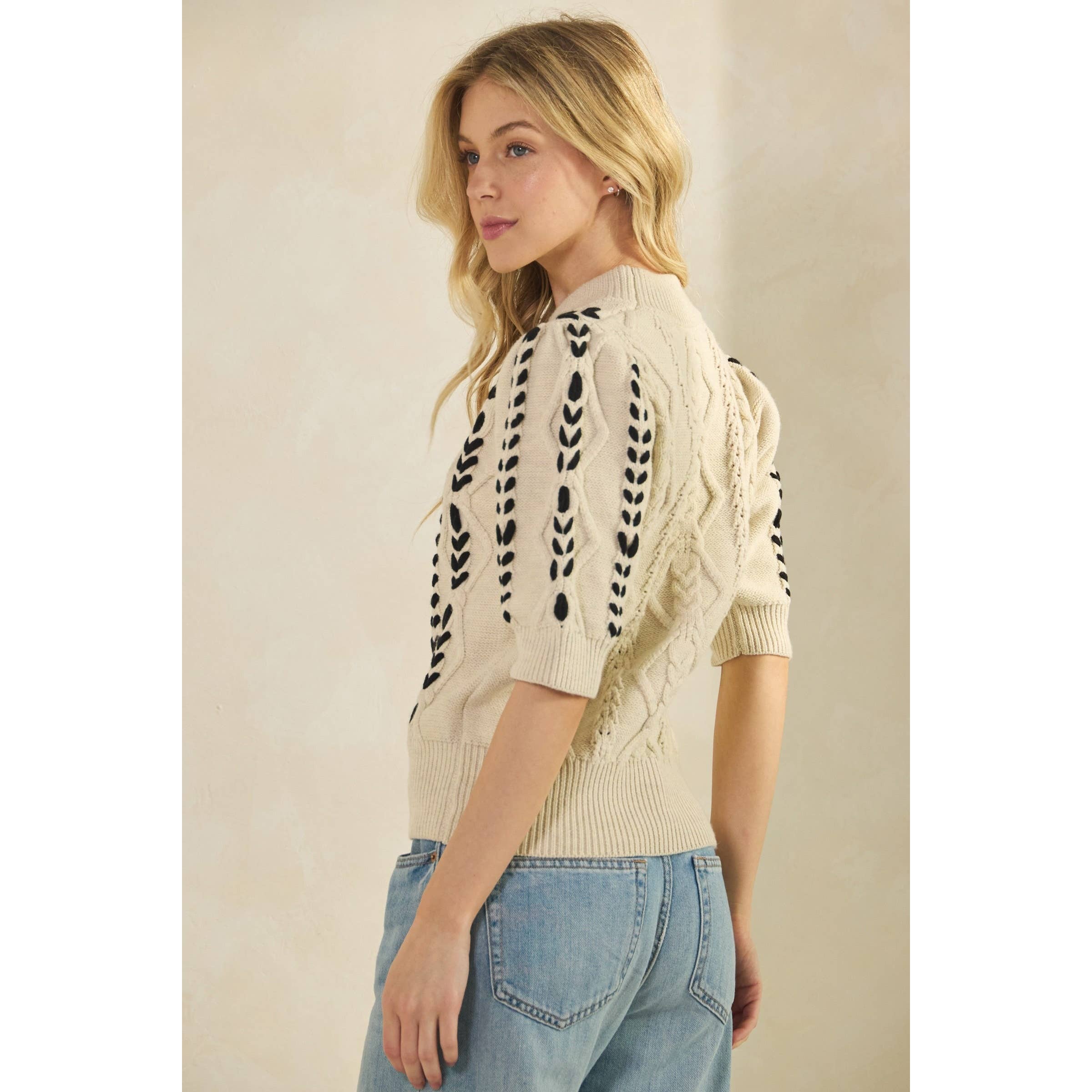 FLØDE Harper Strikket Sweater med Struktur for engroshandel på Faire7