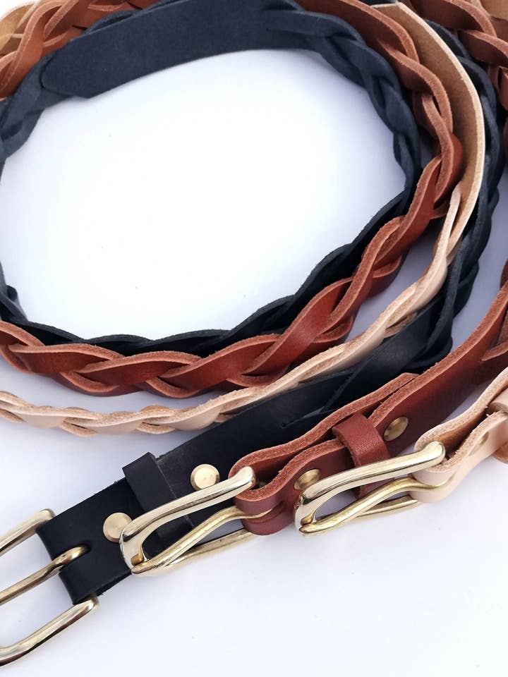 Leather Braided Handmade Belt - 3cm Wide for wholesale by Willow