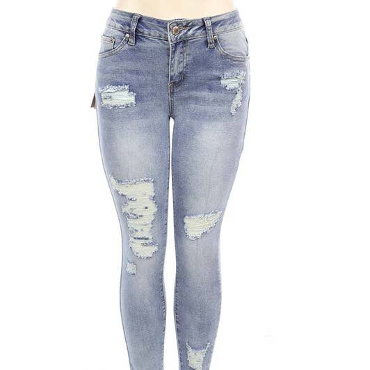 Jeans da donna strappati elasticizzati skinny nuovi per la vendita all'ingrosso da parte di SEXY STAR DESIGN INC