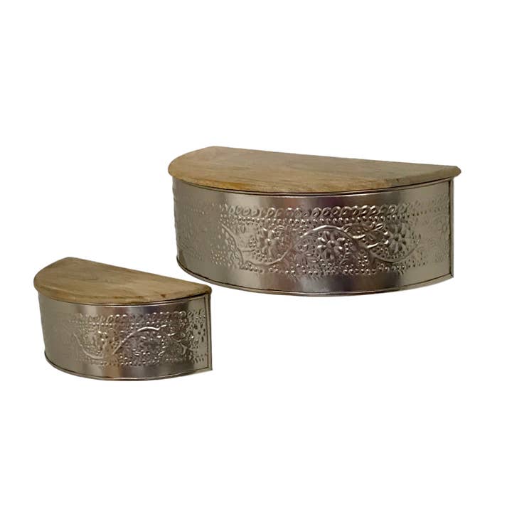 Wilco Home – wholesale Wall-mounted shelf – Set/2 Hidden Compartment Embossed Floating Wall Shelves2