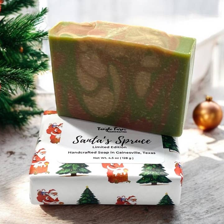 Santa's Spruce Goat's Milk Soap for wholesale by Tangle Farm Handcrafted