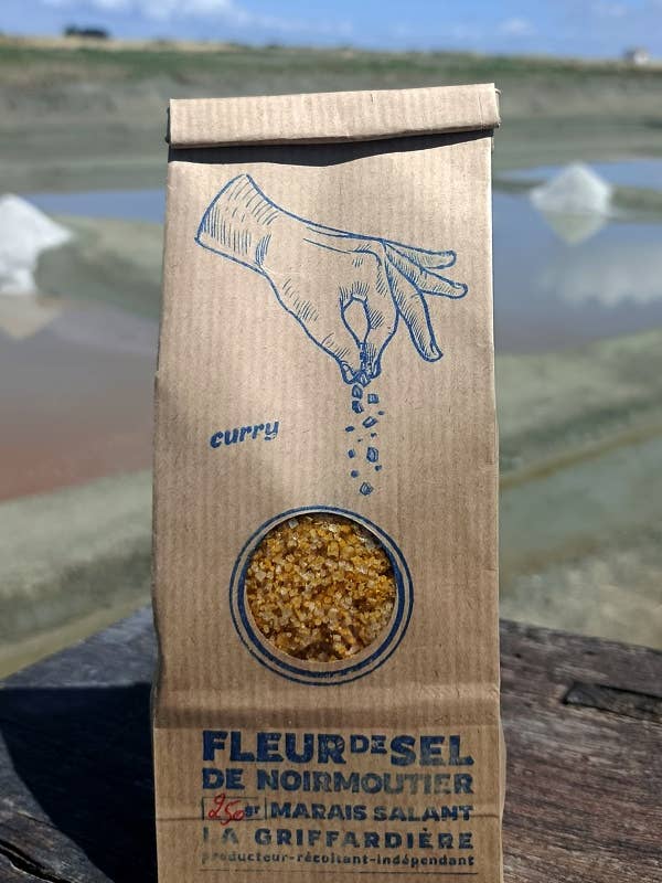 Fleur de Sel Curry 250GR per la vendita all'ingrosso da parte di Marais Salants la Griffardière