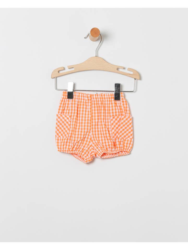 COCO ACQUA – wholesale Set med topp och shorts – baby – Vit Mao-krage Polo Set och Vichy-rutig Bloomer