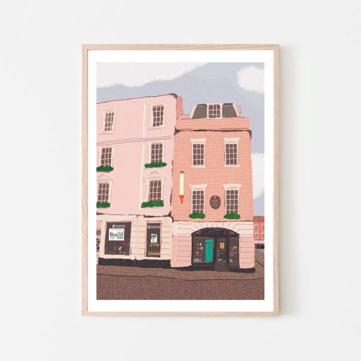 Stampa artistica Cambridge England UK «University Press Bookshop» per la vendita all'ingrosso da parte di Cambridge Purple